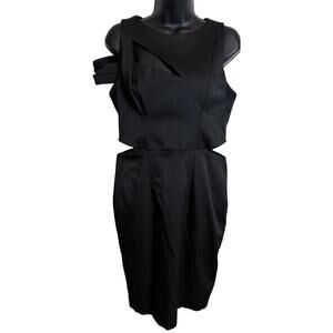 Saint & Sinner XL Black Sheath Cutout Dress Back Zipper Stretch Sexy Cocktail